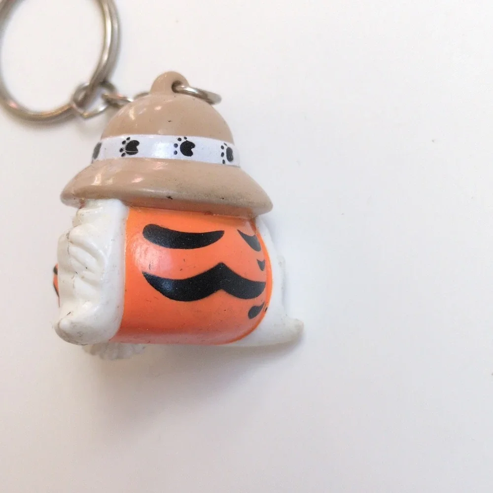 Vtg 90s Exxon Gas Tiger Keychain Orange Safari Retro Novelty Fob